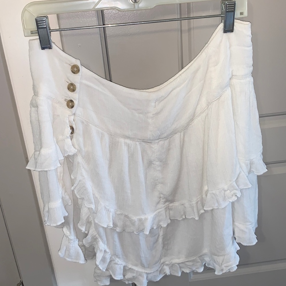 Free people white ruffle skirt